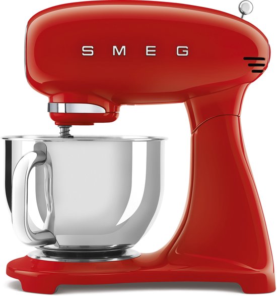 SMEG SMF05RDEU Keukenmachine - Keukenmixer - 1000W - 4,8L RVS Mengkom - 10 Snelheden - Planetaire Mengbeweging - Inclusief 4 Accessoires - '50s Style - Rood