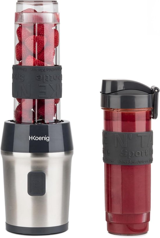 Smoothie Blender - Mini Blender - Draagbare Blender met Reisfles - Persoonlijke Blender voor Smoothies en Shakes - 570 ml Smoothie Maker - RVS Blender met 4 Messen - To Go Blender voor Kantoor Sport en Reizen