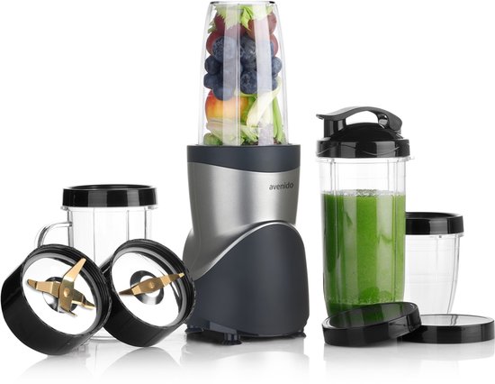Smoothie Blender to Go 1200W – Sport Blender met 4 Bidons 300–700ml – 2 Blade Opzetstukken – BPA Vrij - Mini blender to go van Avenido