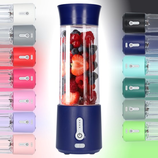 Smoothie Maker Blender To Go - Blender voor Smoothies - Gezond Onderweg - USB-C Oplaadbaar - 500ml - Donker Blauw van Alpina