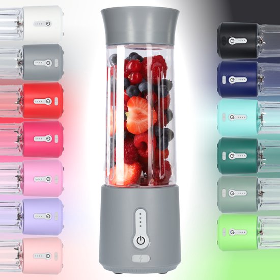 Smoothie Maker Blender To Go - Blender voor Smoothies - Gezond Onderweg - USB-C Oplaadbaar - 500ml - Grijs van MOA
