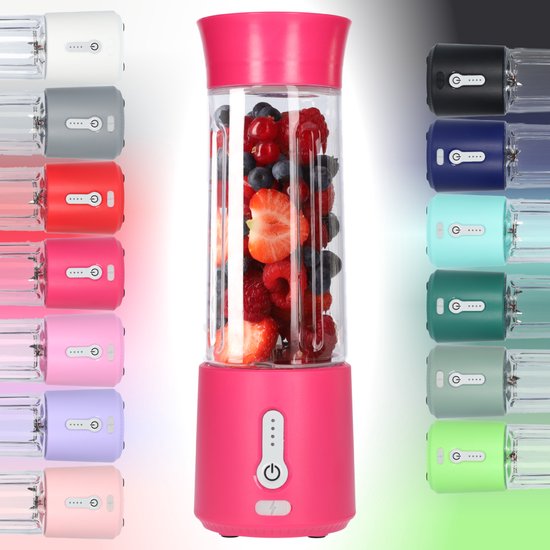 Smoothie Maker Blender To Go - Blender voor Smoothies - Gezond Onderweg - USB-C Oplaadbaar - 500ml - Hot Pink - Roze van MOA