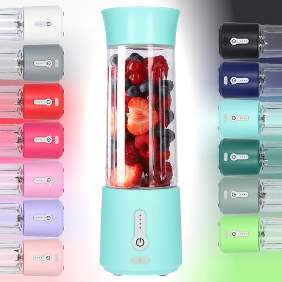 Smoothie Maker Blender To Go - Blender voor Smoothies - Gezond Onderweg - USB-C Oplaadbaar - 500ml - Licht Blauw van Merkloos