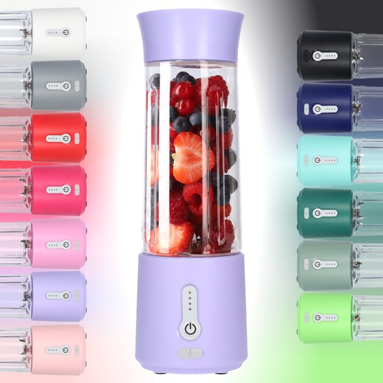 Smoothie Maker Blender To Go - Blender voor Smoothies - Gezond Onderweg - USB-C Oplaadbaar - 500ml - Licht Paars - Lavendel van Blendin™