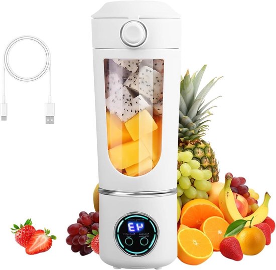 Smoothie Maker - Draagbare Blender - Gezonde Dranken Maken - 12 Roestvrijstalen Bladen - 700ml Capaciteit - Wit