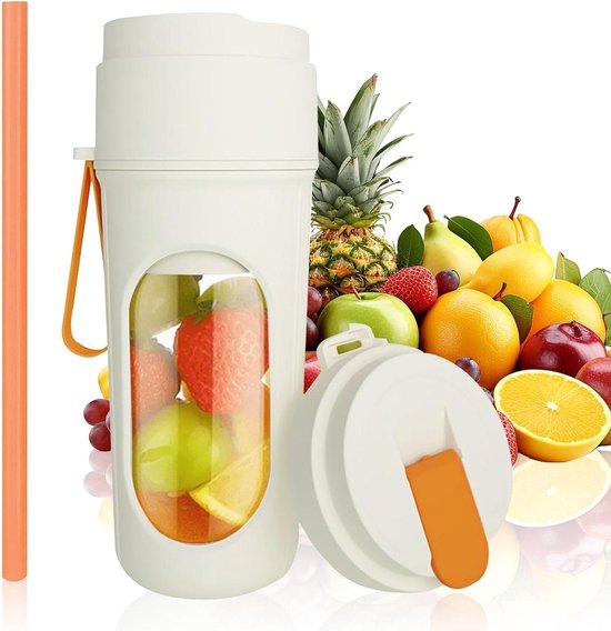 Smoothie Maker - Draagbare Mixer - Gezonde Drankjes Maken - 12 Roestvrijstalen Bladen - 450 ml - Oranje