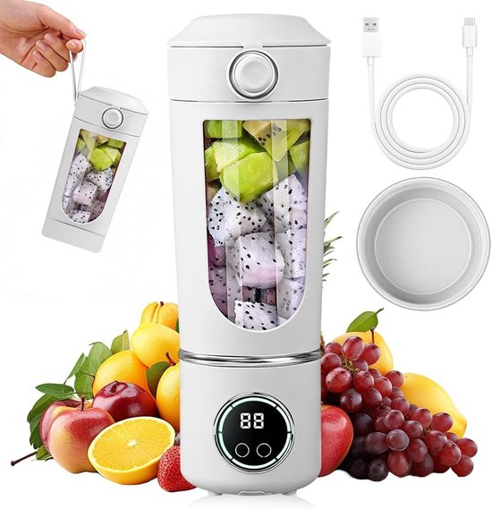 Smoothie Maker - Mini Blender - Gezonde Drankjes Maken - 12 Krachtige Messen - 700 ml - Wit