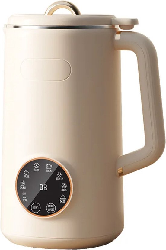 Smoothie Maker - Sojamelk Machine - Sojabonenmelk Machine - Milkshake Machine - 1 Liter 10 Blades - LCD Touchscreen Smart Touch - Beige