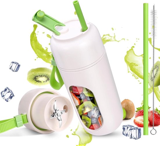 Smoothie Maker To Go - Draagbare Mixer voor Smoothies en Shakes - 12 Messen - USB Fresh Juice Mixer - Mini Blender voor Sport en Reizen - Groen