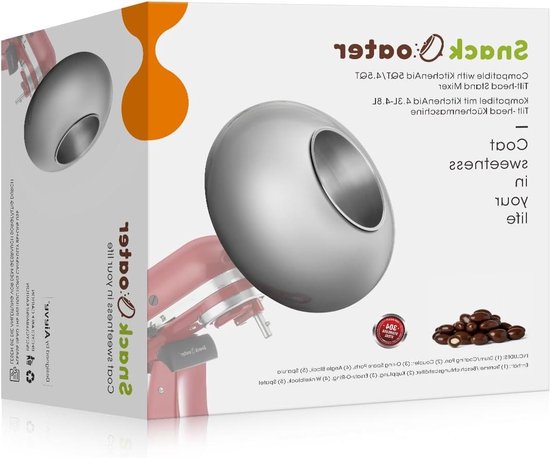 Snack Coater - Chocolade Coater - Snoep Maken - Compatibel met KitchenAid - 3 kg Capaciteit - Zilver van Merkloos