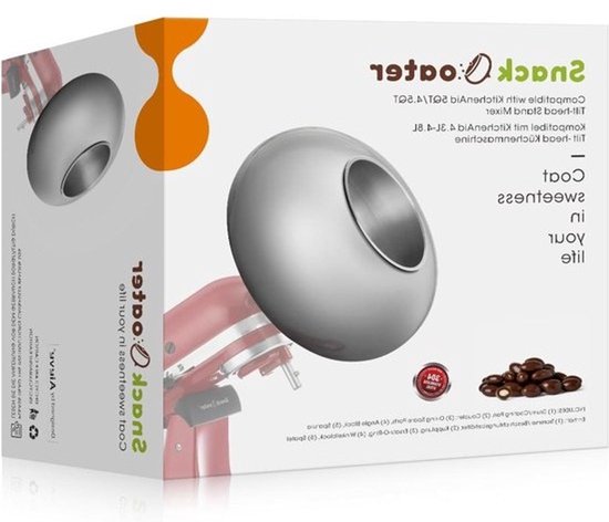 Snack Coater - Chocolade Coater - Snoep Maken - Compatibel met KitchenAid - 3 kg Capaciteit - Zilver