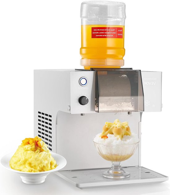 Sneeuwvlok-Ijsmachine – Ijsscheerapparaat – Bingsu-Machine – Ijsjesmaker – Ijsvermaler – 40 KG/Dag Productie – Roestvrijstalen Lemmet & 1,8 Liter Tank van Merkloos