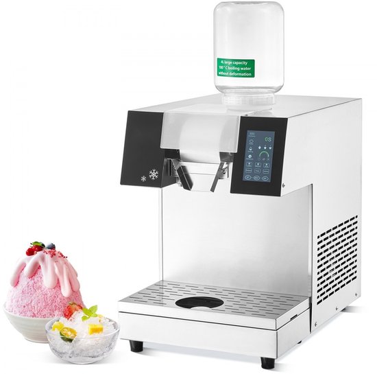 Sneeuwvlok-ijsmachine / Schaafijsmachine - Commercieel - 230 kg/24u Capaciteit - Luchtgekoeld - RVS Behuizing - Touchscreen LCD - Geschikt voor Sneeuwkegels van Merkloos
