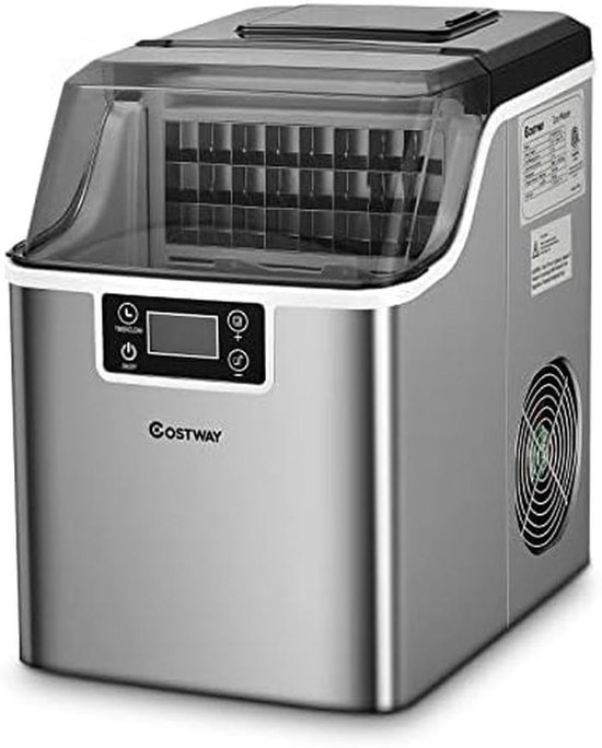 Snelle IJsblokjesmachine 3,2L Capaciteit - 24 Blokjes in 15 Min - Hoge Opbrengst 18kg/Dag van Merkloos
