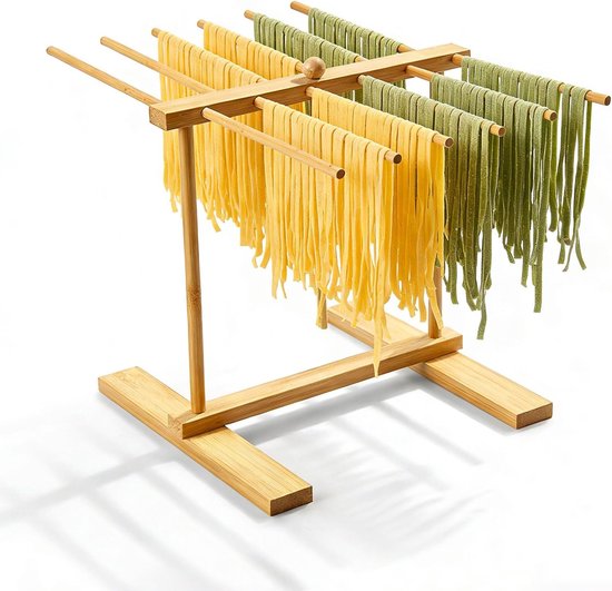 SnelShoppen - 12 Stuks Pasta Droger van Hout, Ruimtebesparende Noodle Stand met Verwijderbare Armen, Hygiënisch en Milieu-vriendelijk, Ideaal voor Thu