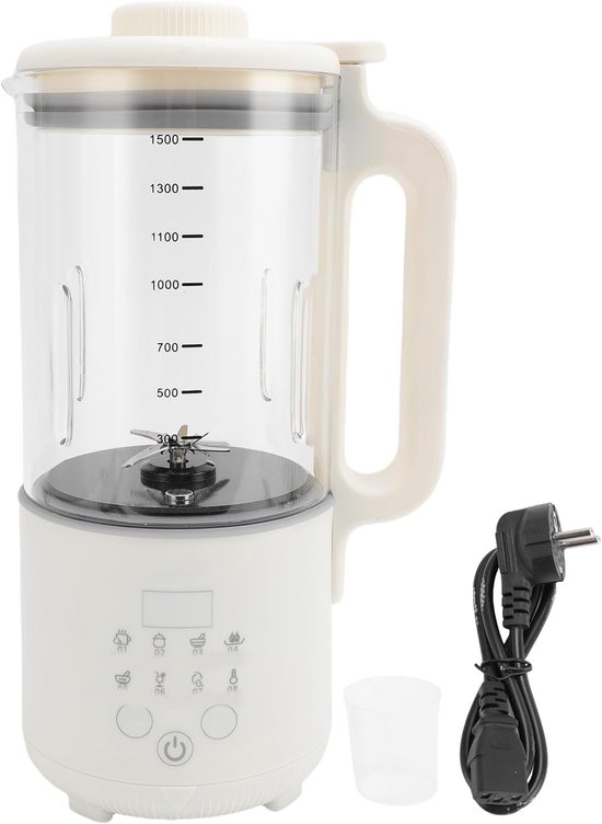 SnelShoppen - 120W 1500ML Sojamelk Maker Machine, 8 in 1 Automatische Notenmelk Blender met Zelfreiniging, Warmhoudfunctie en Kookfunctie, Voor Thuis,