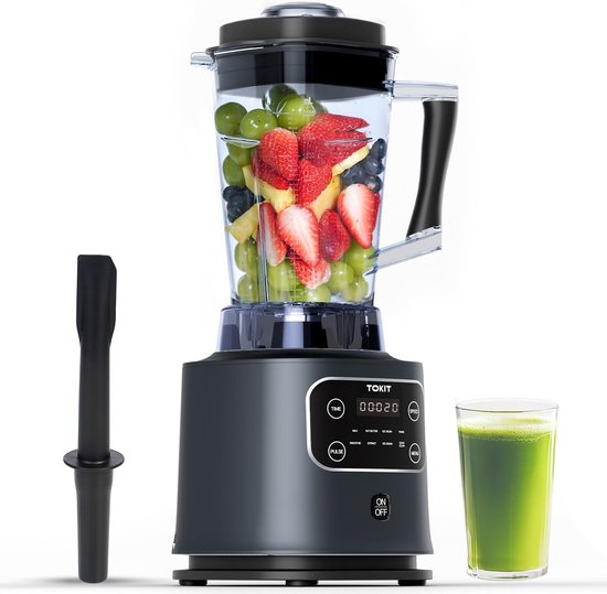 SnelShoppen - 1400W Blender, 2000ml Mixer met 8 Functies, 9 Snelheden, 6 RVS Messen voor Smoothies, Shakes, Sappen, Makkelijk Schoon te Maken Keukenap
