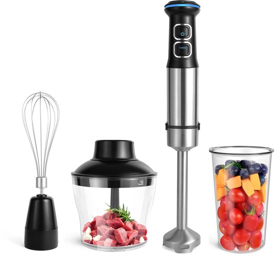 SnelShoppen - 1500W Staafmixer 4 in 1 Handblender met 21 Instelbare Snelheden, Keukenaccessoire voor Mixen, Pureren, Kloppen en Snijden - Ideaal voor