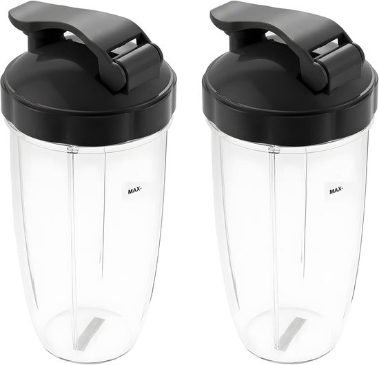 SnelShoppen - 2-Delige Nutribullet Juice Extractor Cup Vervangset 32 OZ - 950ml met Deksel - Geschikt voor 600W en 900W Mixers - Ideaal voor Smoothies