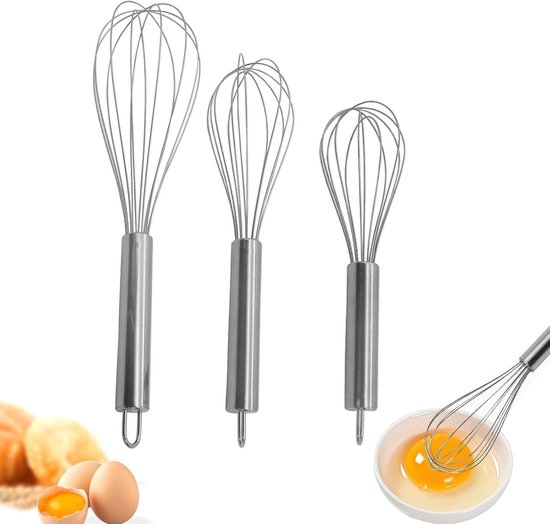 SnelShoppen - 2 Handmixers, Semi-Automatische Roerende Mixer, Roestvrijstalen Rotating Mixer voor Koken en Bakken Thuis (30.5 cm + 25.5 cm)