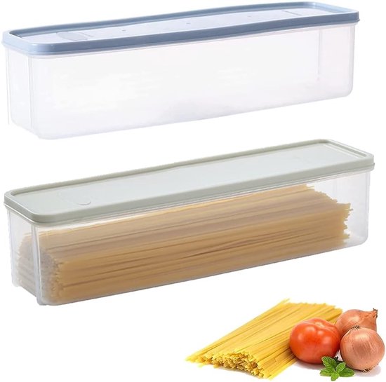 SnelShoppen - 2 Stuks Plastic Voedselopbergdozen, Spaghetti Pasta Dozen met Deksel, Voor Pasta en Granen, 2 Kleuren, BPA-vrij, Voedselveilig