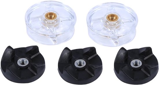 SnelShoppen - 2 x Basis Gears Vervangonderdelen voor Magic Bullet Blender - 5 Stuks - Kunststof, Rubber & Metaal - Inclusief 2 Basis Gears en 3 Mes Ge