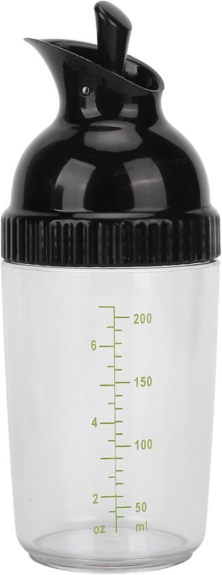 SnelShoppen - 200 Ml Saladedressingshaker - Lekvrije Saladedressingpot met Deksel - Zwarte Saladedressingflesmixer voor Keuken, Feest en BBQ