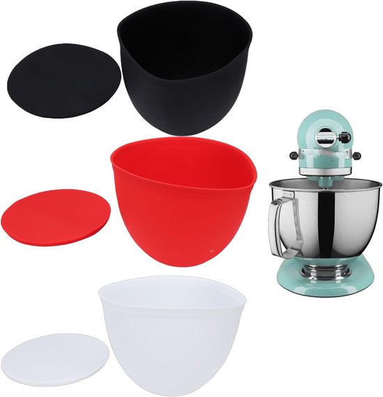 SnelShoppen - 3 Stuks Siliconen Mengkom Inlegger voor Keukenmachine met 5 Qt, Eenvoudig te Reinigen, Geschikt voor KMS150 KSM180 KSM170 KSM160 KSM155,