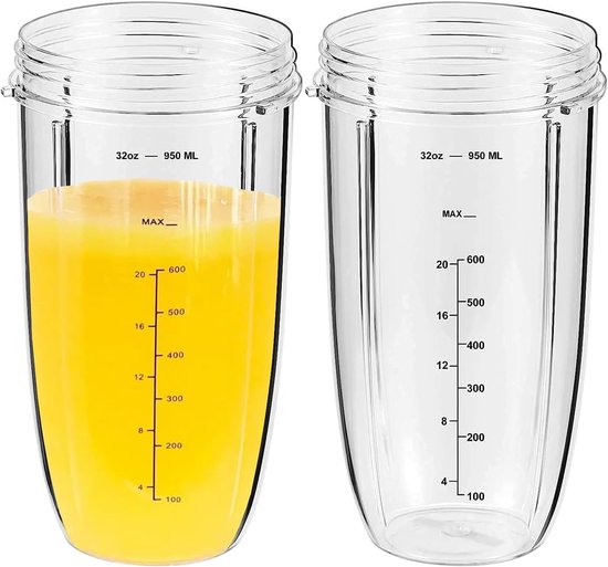 SnelShoppen - 32 oz Vervangende Cups voor Blender - Compatibel met 600W en 900W - 2 Pack - Grote Capaciteit - Perfecte Afdichting - Ideaal voor Smooth