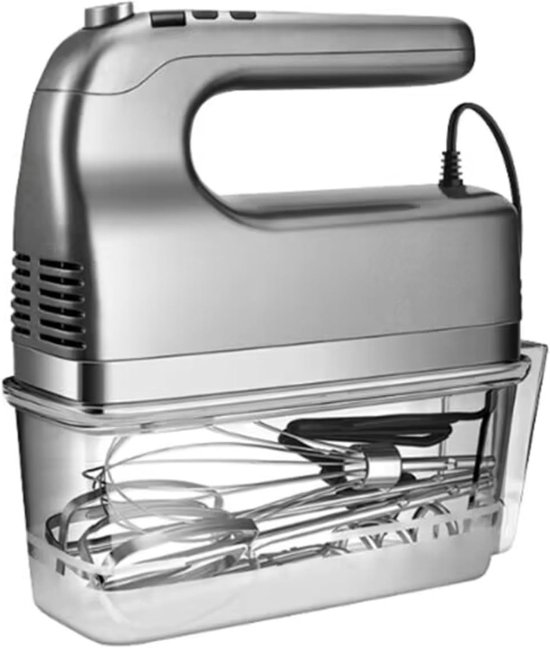SnelShoppen - 350W Elektrische Handmixer - Krachtige 9 Snelheden Keuken Mixer met Digitale Timer, RVS Kloppers en Deeg Haken, Ideaal voor Bakken en Me