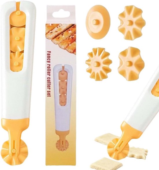 SnelShoppen - 4-in-1 Ronde Pasta Snijrol - Multifunctioneel Rollo voor Ravioli, Taartbodems, Pizza en Patisserie - 15,5 cm - Wit