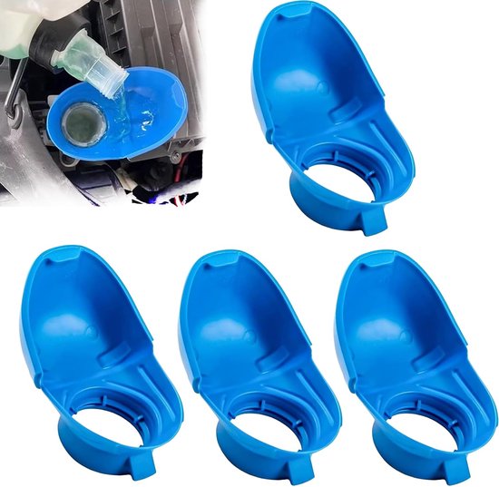 SnelShoppen - 4 Stuks Autoruitenwaterflesdeksels, Ruitenwissers, Tankdoppen, Rubbermateriaal, Trechtervormige Sluiting voor Skoda Fabia Octavia VW Pas