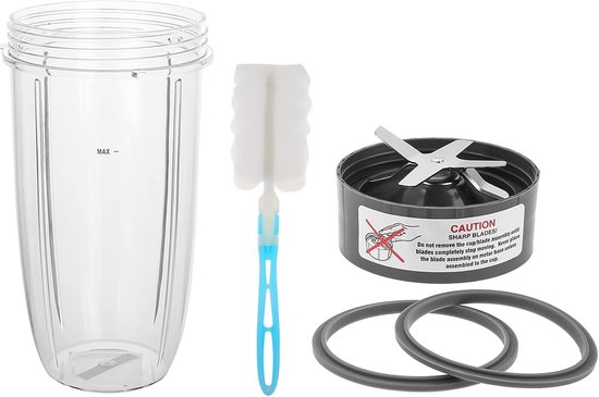 SnelShoppen - 5-delige vervangset voor Blenderbekers en Messen, 32oz Cup en Extractor Mes met 2 Rubber Gaskets en Schoonmaakborstel, Geschikt voor 600