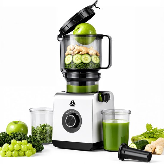 SnelShoppen - AAOBOSI Sapcentrifuge Slow Juicer - 165 mm XXL-vulschacht voor hele vruchten en groenten, sapcentrifuge voor groenten en fruit, zilvergr