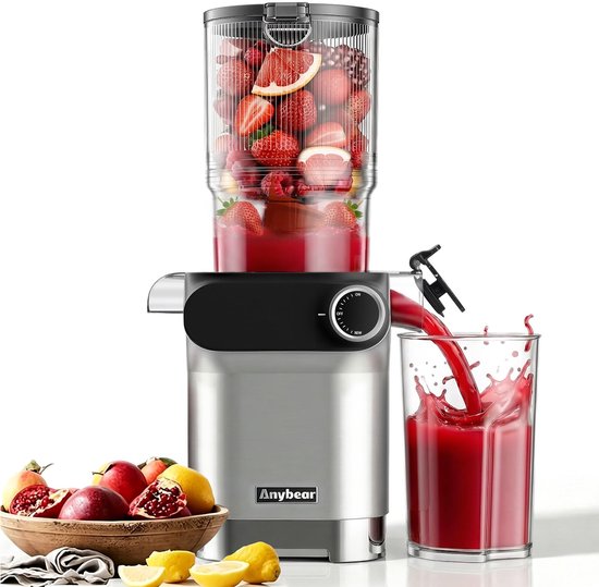 SnelShoppen - Anybear Sapcentrifuge 200W Slow Juicer Koude Sapcentrifuge met 110mm Vulschacht voor Hele Fruit en Groenten - BPA-vrij Tritan Materiaal