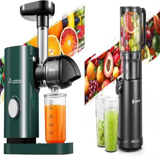 SnelShoppen - Aobosi Slow Juicer Professionele Groente- en Fruitsapcentrifuge met Stille Motor, Omkeerfunctie, BPA-vrij, Inclusief Sapkan en Reiniging