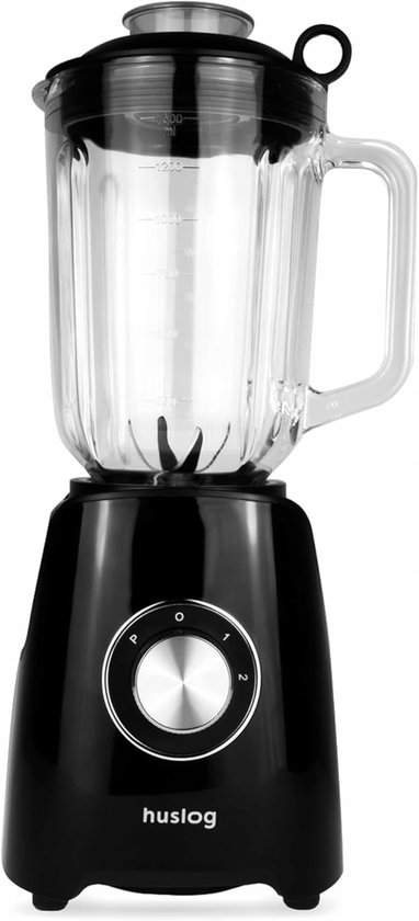 SnelShoppen - Blender 1200W met 1,5L Glazen Kan, 6 RVS Messen, 2 Snelheden + Pulsfunctie, Ice-Crush-Functie, Zwart voor Smoothies, Soepen en Cocktails