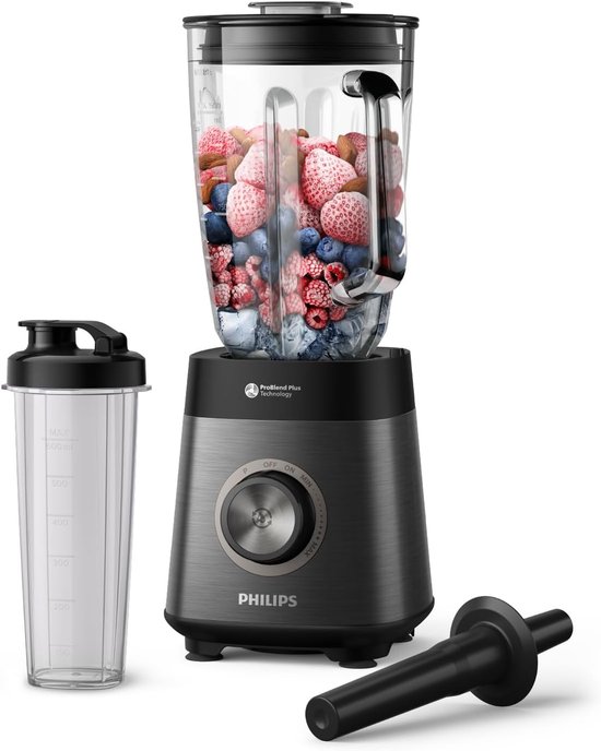SnelShoppen - Blender 1200W ProBlend Plus, 2L Capaciteit, Voor Dikke Diepgevroren Smoothies, Afneembare Messen, Eenvoudig Schoonmaken, Zwart, Ideaal v