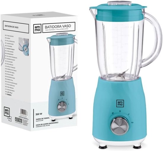 SnelShoppen - Blender 1.2L, Hoogwaardige Turbo Prestaties, Laag Energieverbruik, Schokbestendig, Makkelijk Schoonmaken, Blauw, Voor Keuken en Gastrono