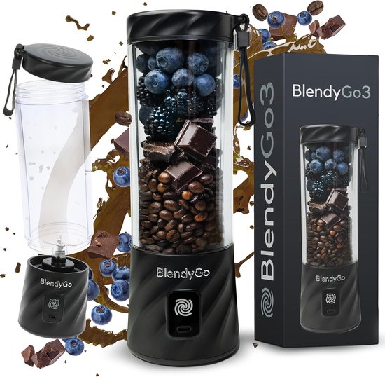 SnelShoppen - Blender BlendyGo 3 Mixer - Draagbare Smoothie Maker - Snelle USB-C Oplading - IPX7 Waterdicht - PulseMotion & BlendPro Technologie - Gez