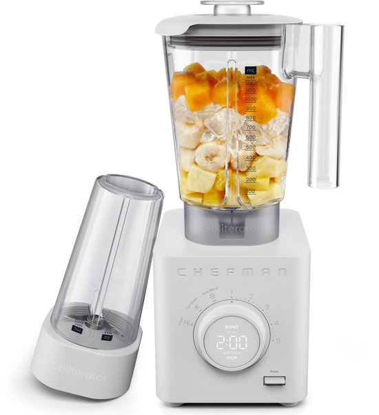 SnelShoppen - Blender voor Smoothies 1,2 L met 1350 W Motor, Roestvrijstalen Lemmet, Auto Blend Functie en 600ml Reiscontainer - Betongrijs van Snelshoppen