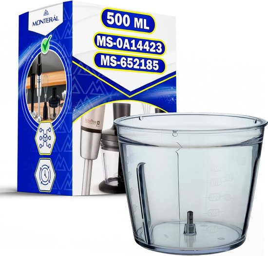SnelShoppen - Bowl voor hand blender 500 ml, compatible met mixers, 101 mm hoog, 124 mm diameter, ideaal voor keuken, snijden, hakken, en meer