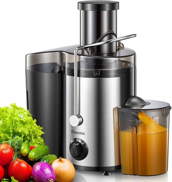 SnelShoppen - Centrifugaal Juicer voor Hele Vruchten en Groenten 800W - 3 Inch Vulopening - 2 Snelheden - Inclusief Borstel - Eenvoudig Schoon te Make