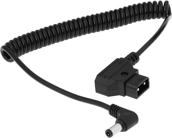 SnelShoppen - D-Tap Male naar DC5.5x2.5mm Hoekige Voedingskabel 12V voor DSLR Rig, V-Mount, Anton Accu, Lowel Blender LED, KiPRO Monitor