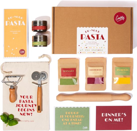 SnelShoppen - DIY Pasta Set voor het Maken van Verse Pasta, Inclusief Ingrediënten en Recepten, Perfect Cadeau voor Hobby Koks en Foodies, Geschikt vo