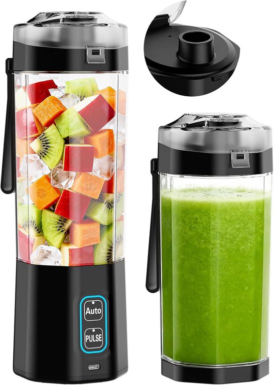 SnelShoppen - Draadloze Portable Mixer Smoothie Maker To Go 700ml, Mini Blender met 360W IJscrusher, 6000mAh Accu, USB-C Oplaadbaar, IPX8 Waterdicht v