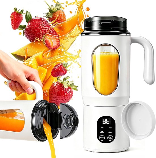 SnelShoppen - Draagbare blender 580 ml, smoothie maker to go met 12 roestvrijstalen messen, draadloze mini-blender, USB-oplaadbaar, waterdicht, ideaal