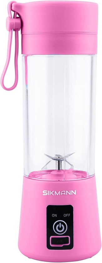 SnelShoppen - Draagbare Blender - Blender To Go - Handmatige Mixer - Smoothie Maker - Hand Blender - 380ML - Roze - Ideaal voor Camping, Sport, Keuken
