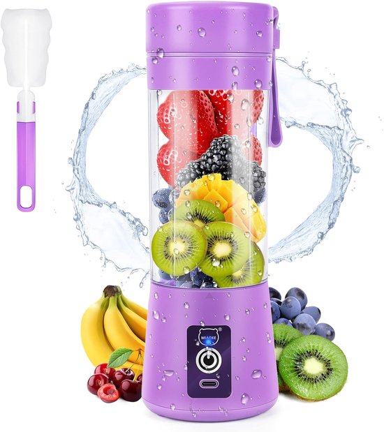 SnelShoppen - Draagbare Blender - Mini Juicer Cup - USB Oplaadbare Smoothie Mixer met 6 3D Bladen - Ideaal voor Thuis, Kantoor, Buiten, BPA Vrij