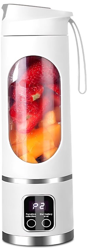 SnelShoppen - Draagbare Blender Smoothie Maker 470ml USB Mini Mixer To Go met Lamp Wit voor Smoothies, Sappen, Sport, Camping, Keuken en Reizen van Snelshoppen